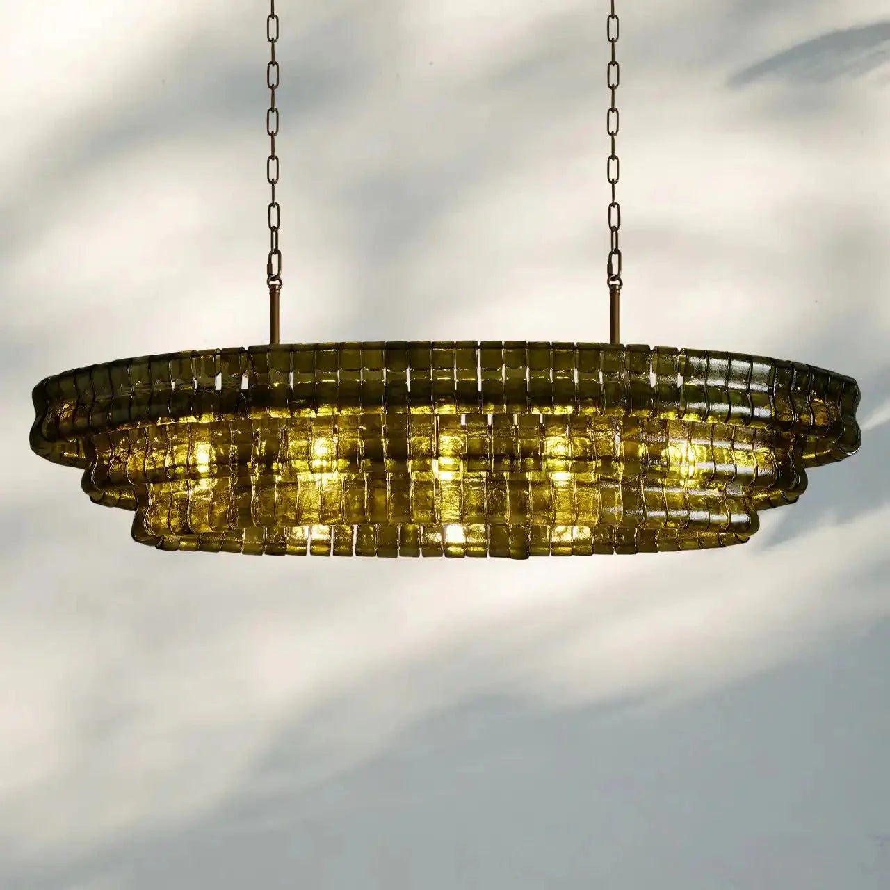 Ghiaccio Glass Oval Chandelier 54''65''-Manorlights