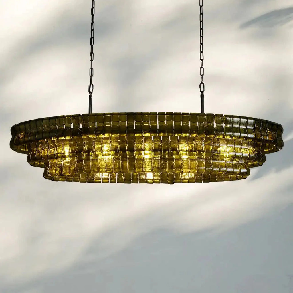 Ghiaccio Glass Oval Chandelier 54''65''-Manorlights