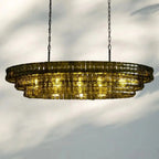 Ghiaccio Glass Oval Chandelier 54''65''-Manorlights