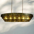 Ghiaccio Glass Oval Chandelier 54''65''-Manorlights