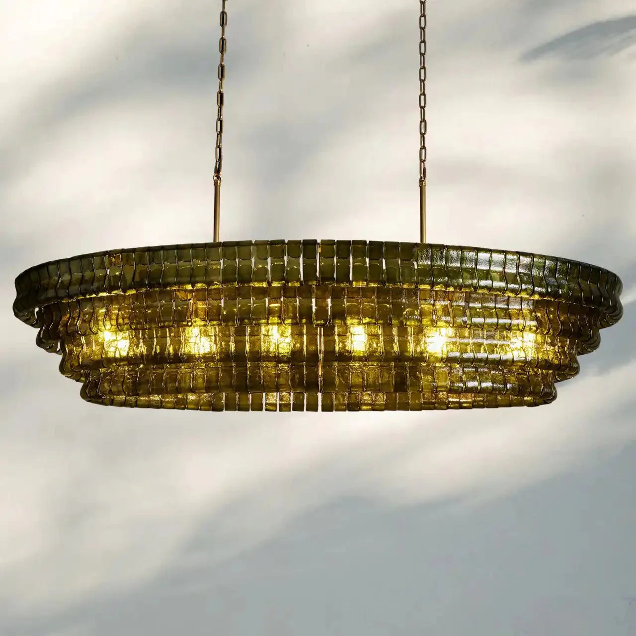 Ghiaccio Glass Oval Chandelier 54''65''-Manorlights