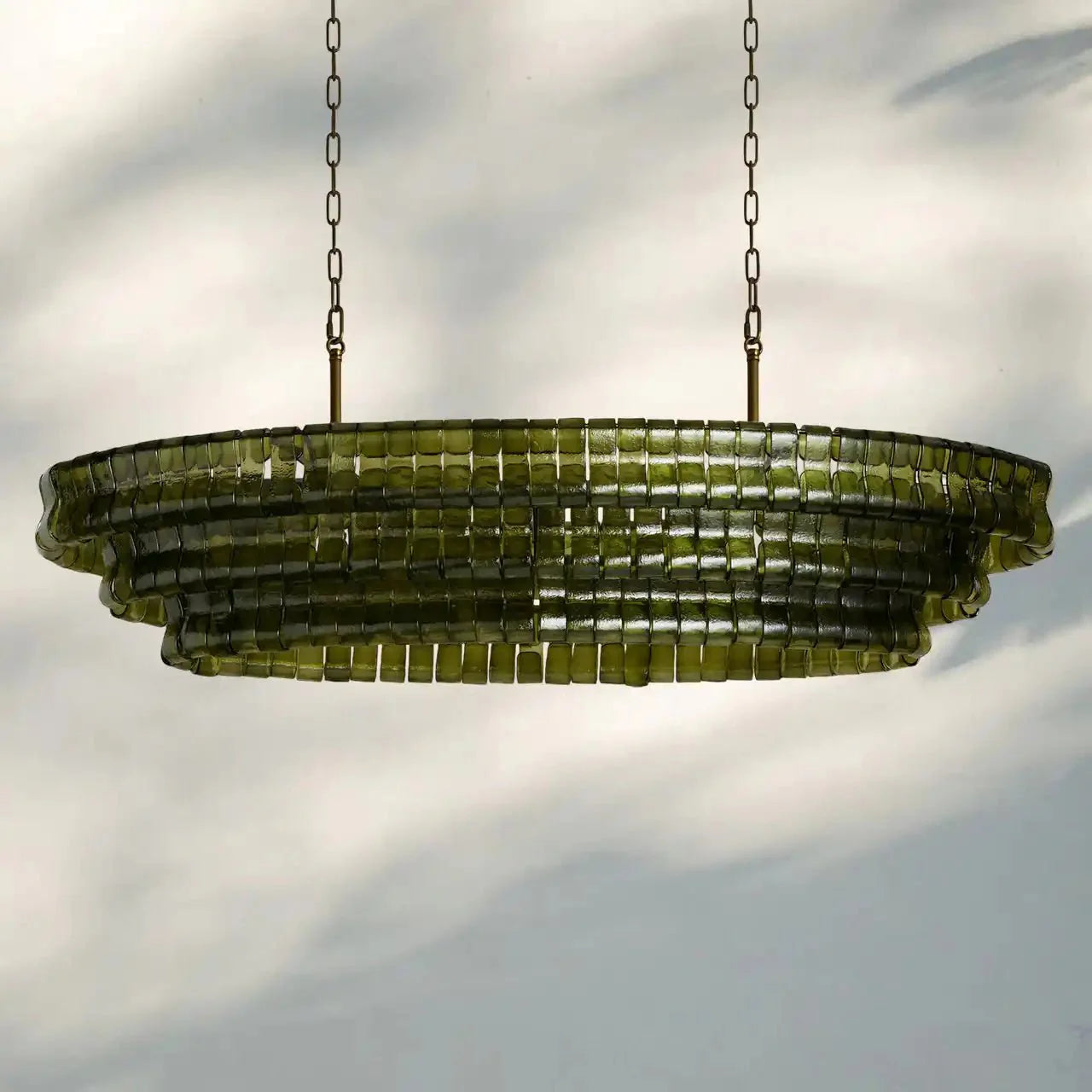 Ghiaccio Glass Oval Chandelier 54''65''-Manorlights