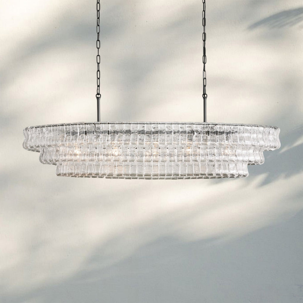 Ghiaccio Glass Oval Chandelier 54''65''-Manorlights