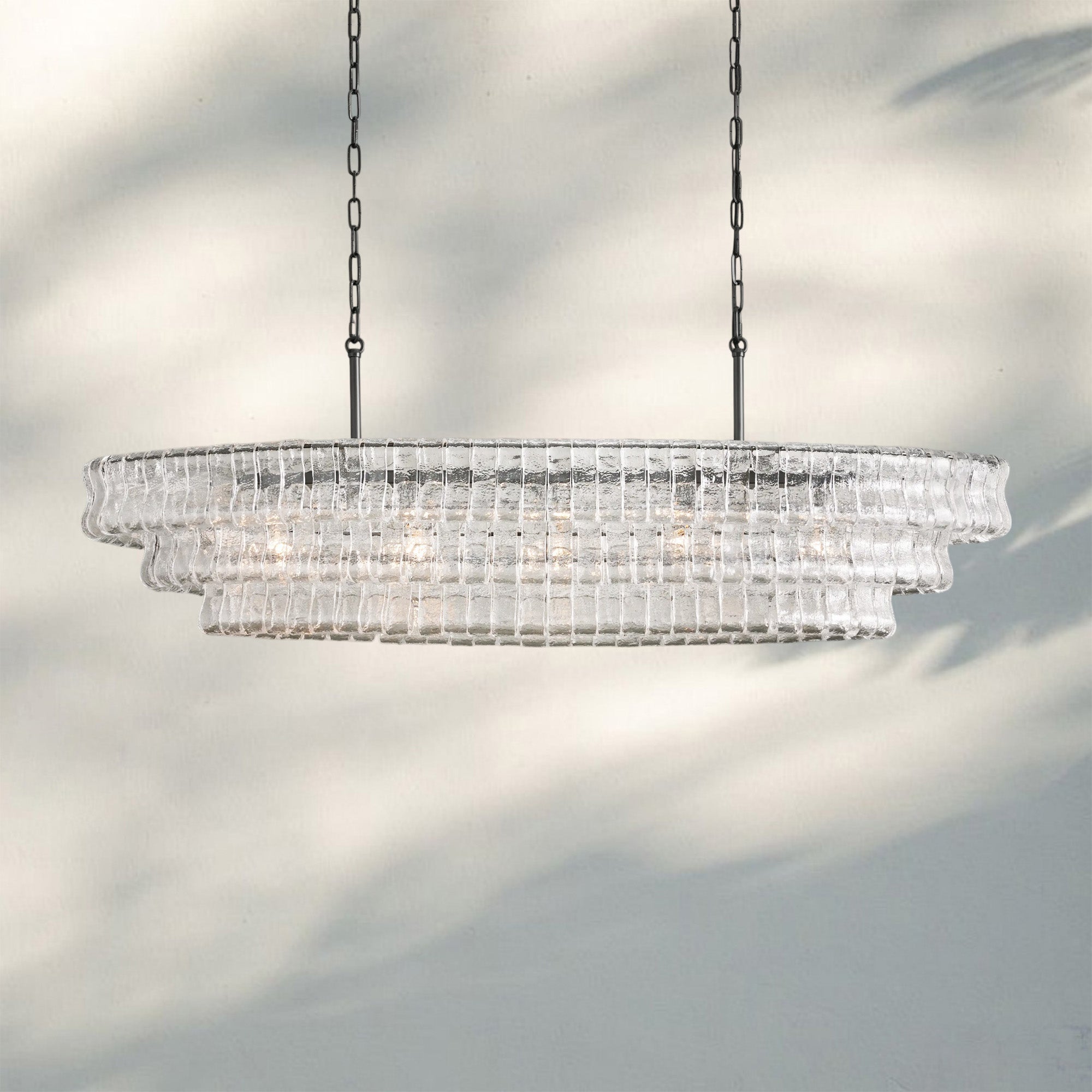 Ghiaccio Glass Oval Chandelier 54''65''-Manorlights