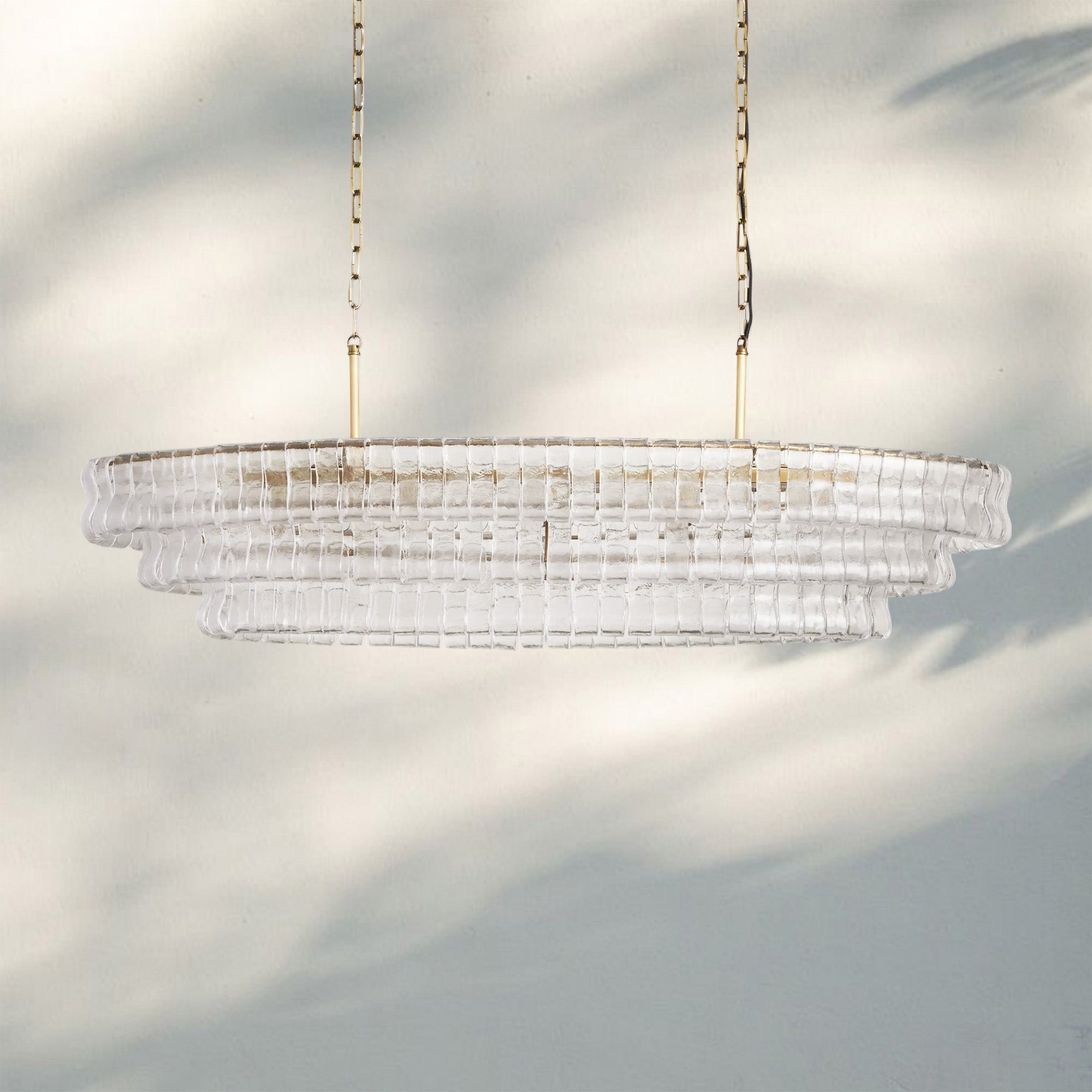 Ghiaccio Glass Oval Chandelier 54''65''-Manorlights