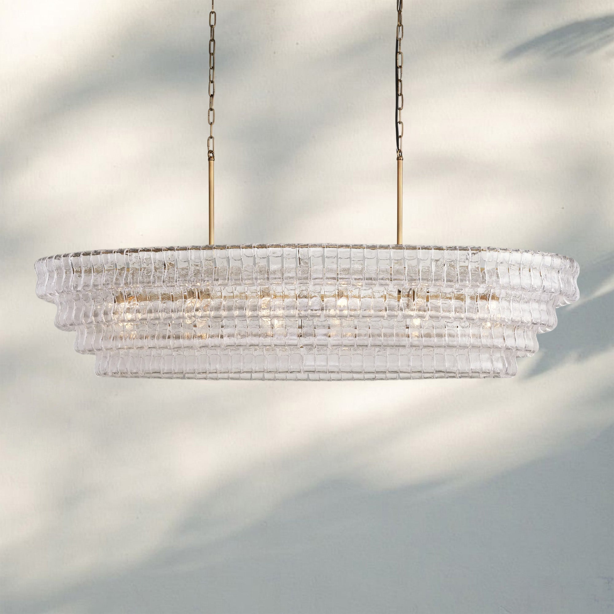 Ghiaccio Glass Oval Chandelier 54''65''-Manorlights