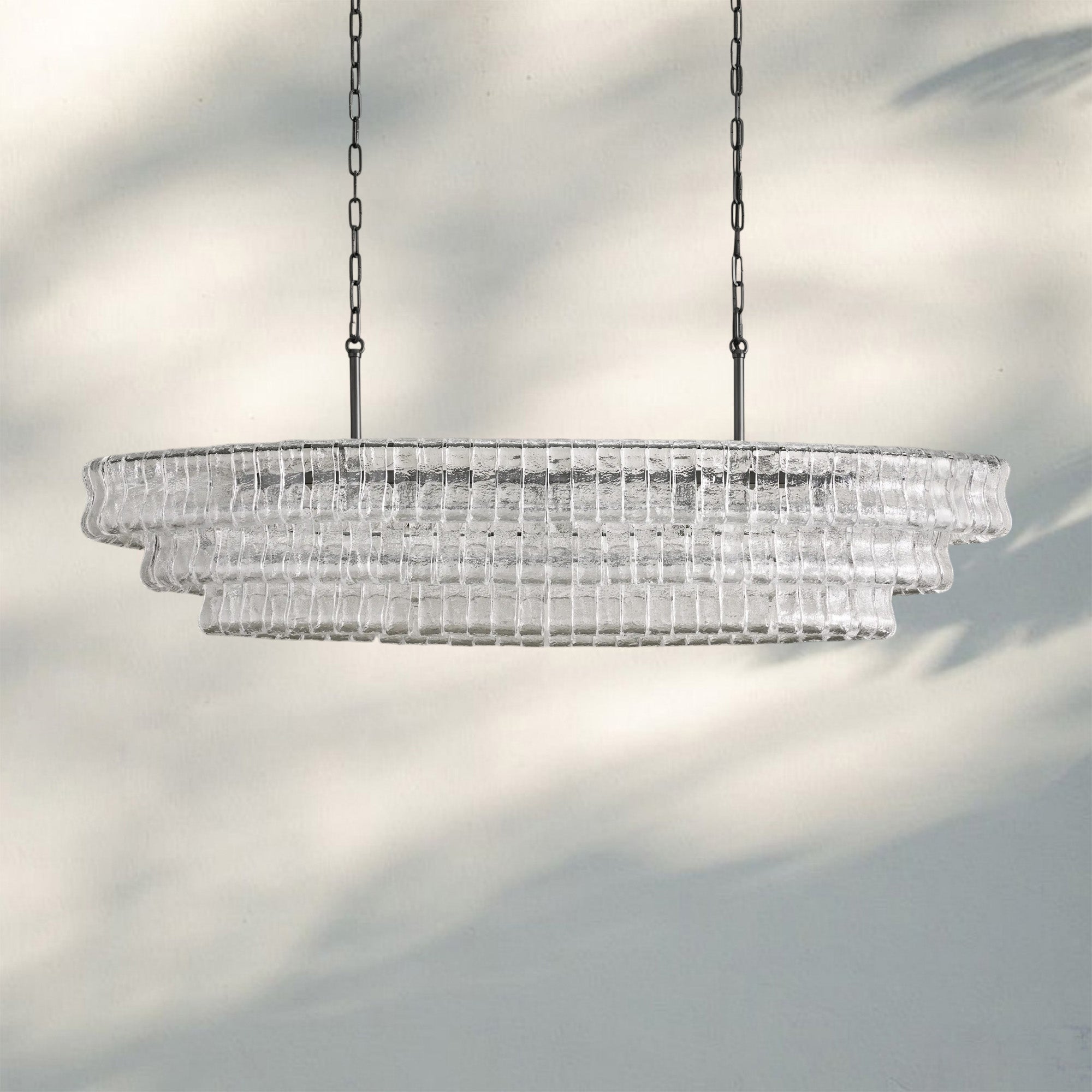 Ghiaccio Glass Oval Chandelier 54''65''-Manorlights