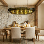 Ghiaccio Glass Oval Chandelier 54''65''-Manorlights