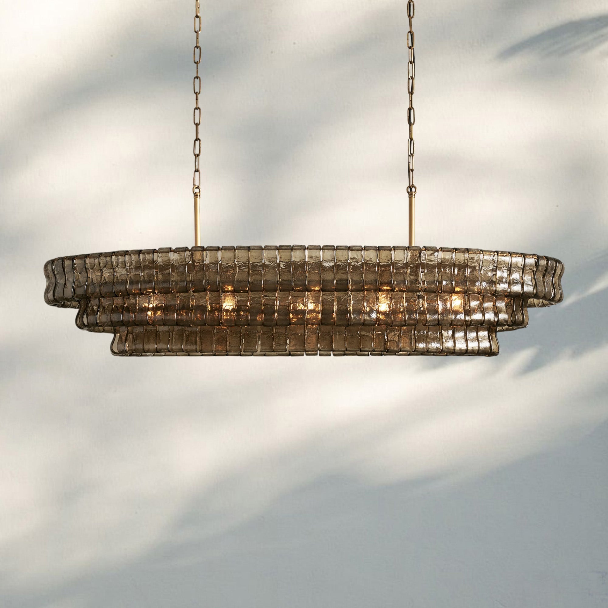Ghiaccio Glass Oval Chandelier 54''65''-Manorlights