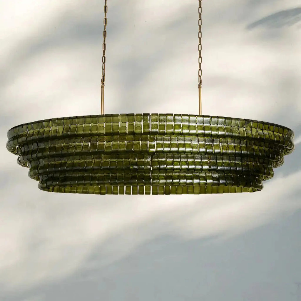 Ghiaccio Glass Oval Chandelier 54''65''-Manorlights