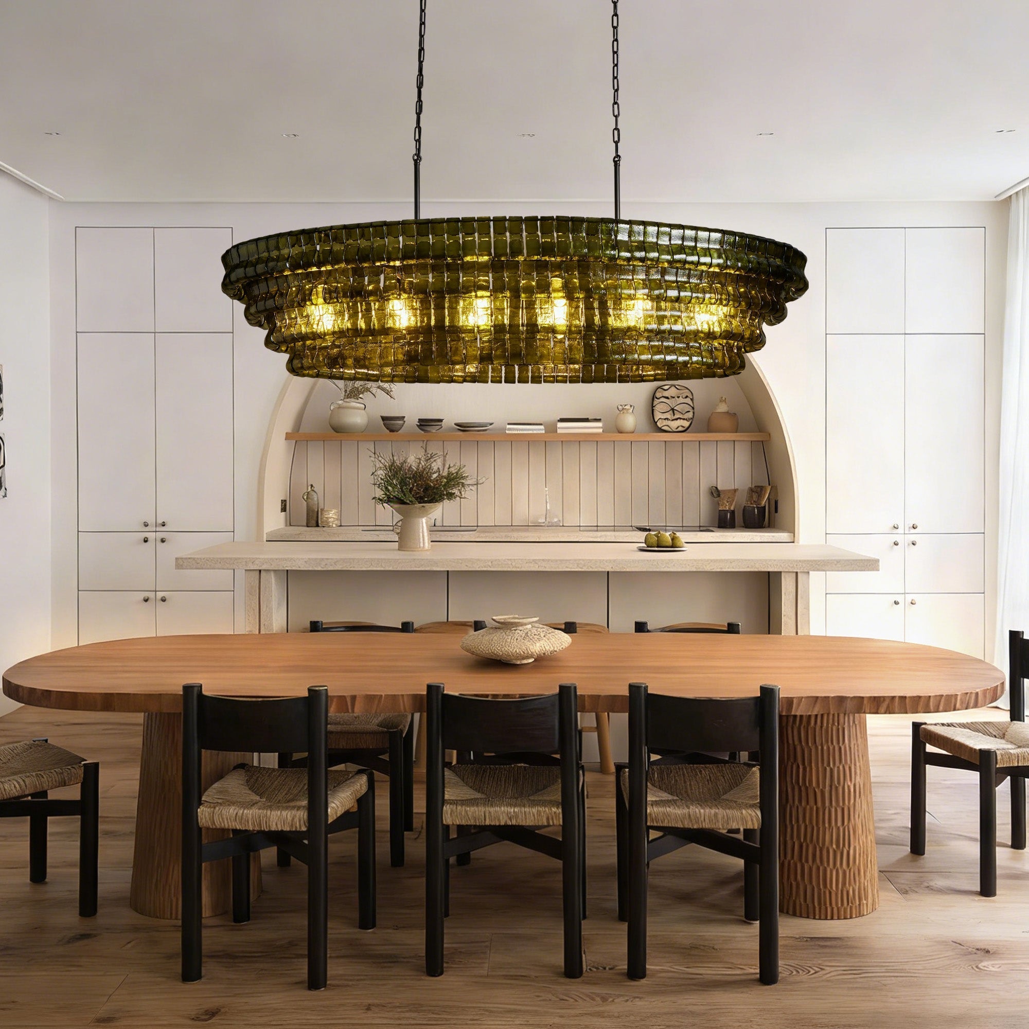 Ghiaccio Glass Oval Chandelier 54''65''-Manorlights
