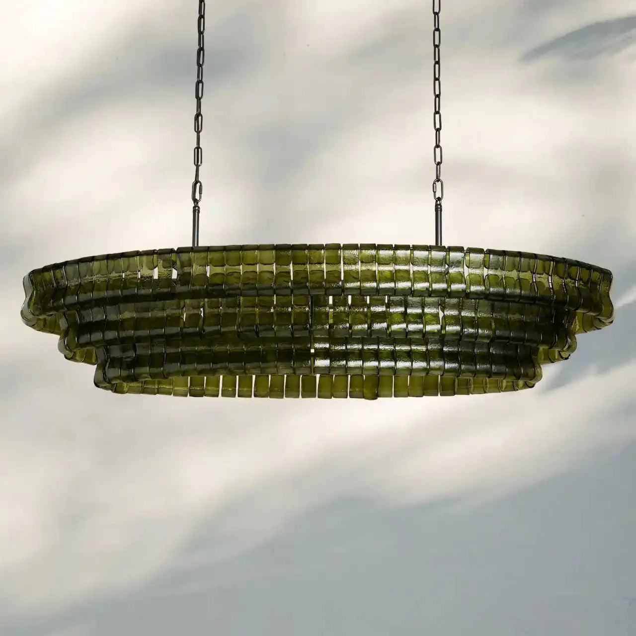 Ghiaccio Glass Oval Chandelier 54''65''-Manorlights