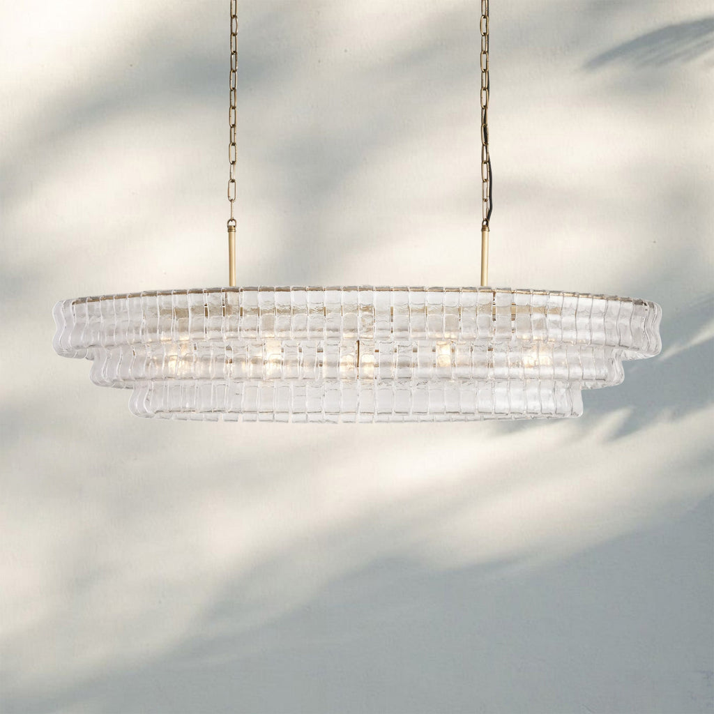 Ghiaccio Glass Oval Chandelier 54''65''-Manorlights