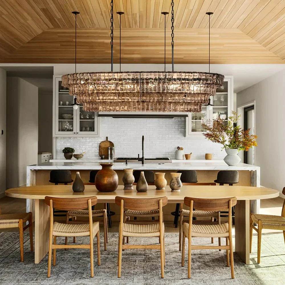 Ghiaccio Glass Oval Chandelier 54''65''-Manorlights