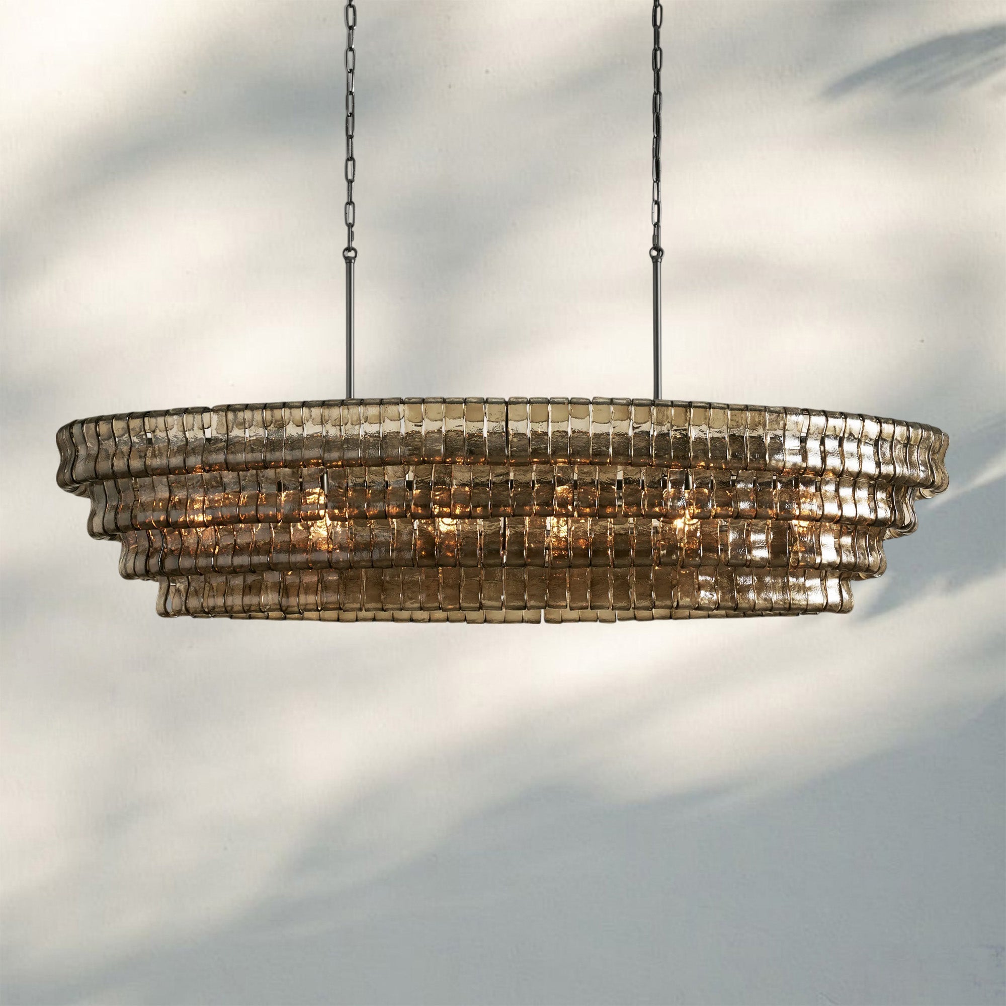Ghiaccio Glass Oval Chandelier 54''65''-Manorlights