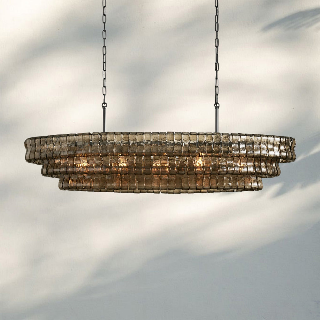 Ghiaccio Glass Oval Chandelier 54''65''-Manorlights