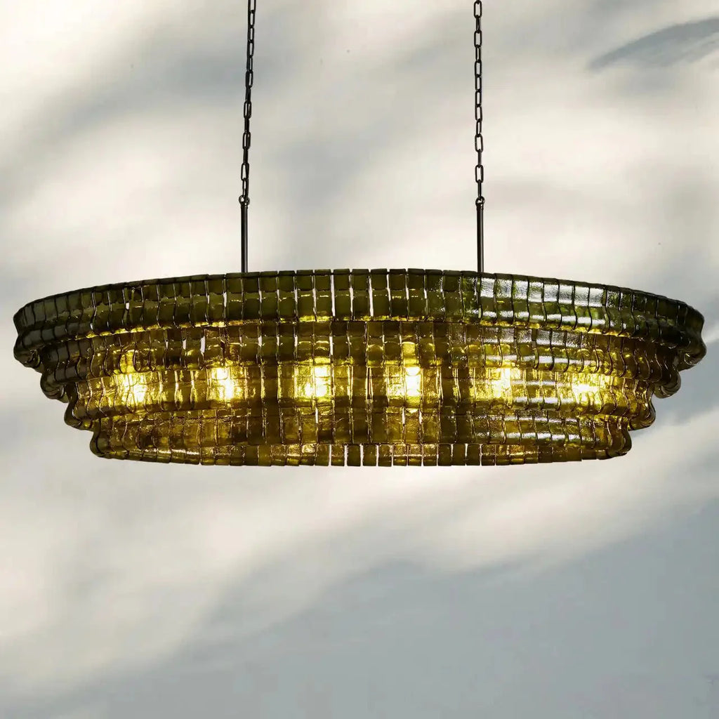 Ghiaccio Glass Oval Chandelier 54''65''-Manorlights