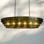 Ghiaccio Glass Oval Chandelier 54''65''-Manorlights
