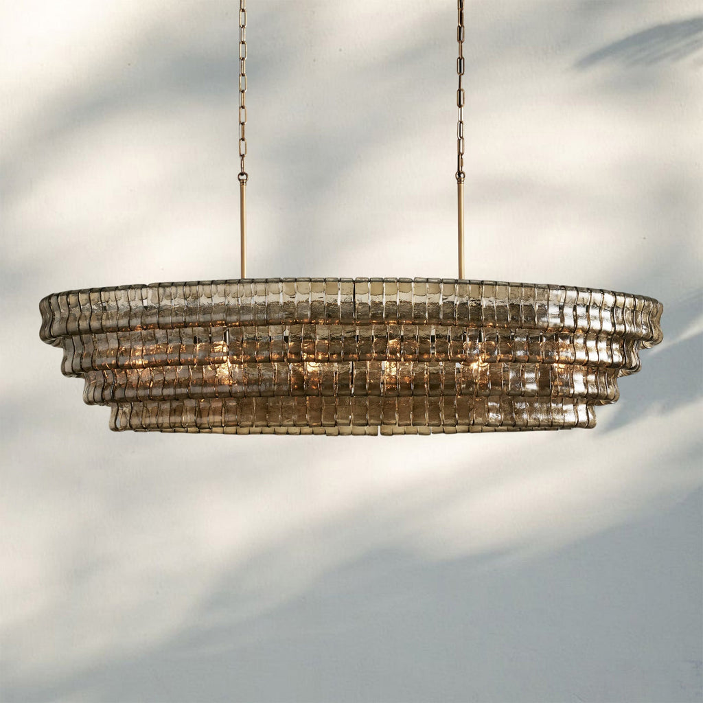 Ghiaccio Glass Oval Chandelier 54''65''-Manorlights