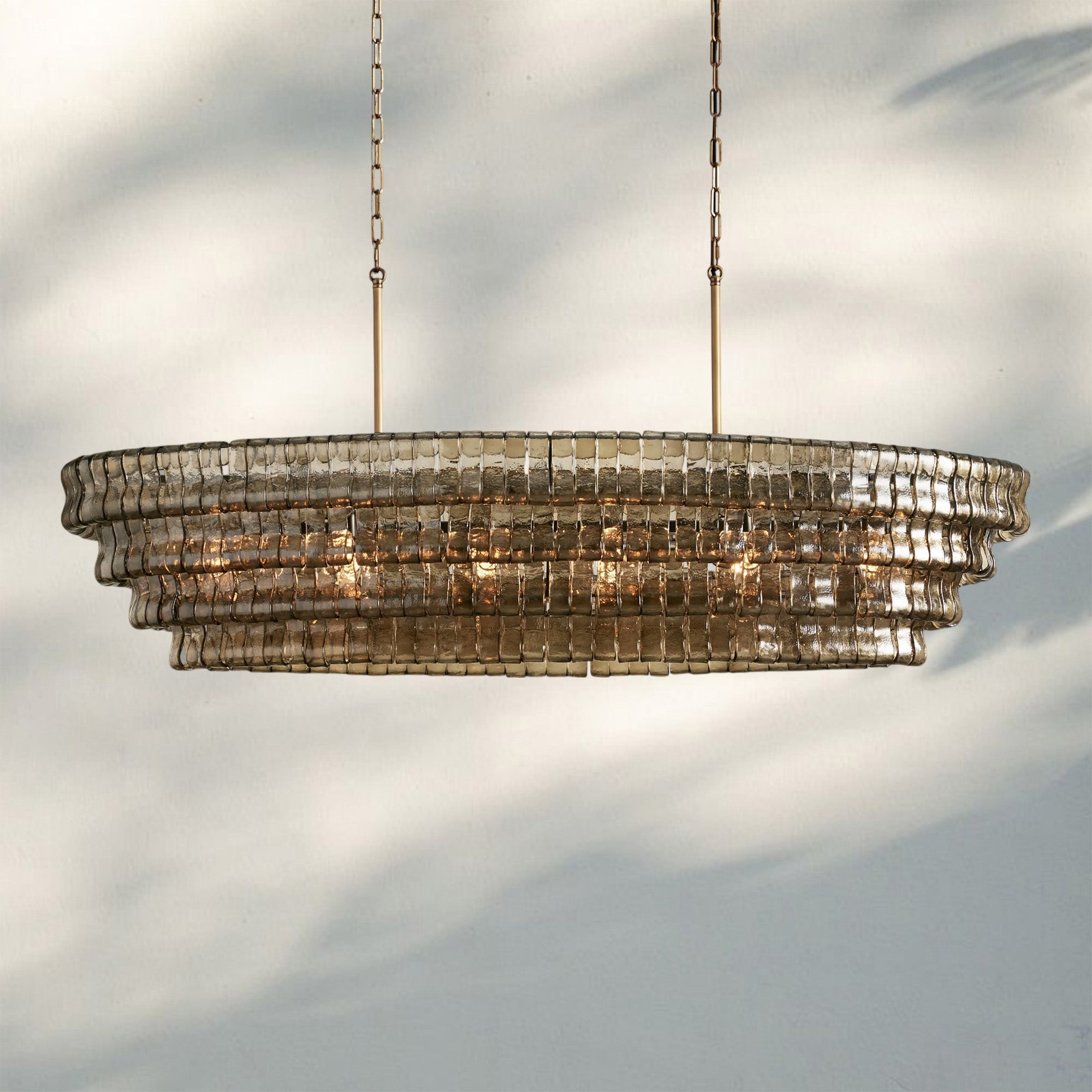 Ghiaccio Glass Oval Chandelier 54''65''-Manorlights