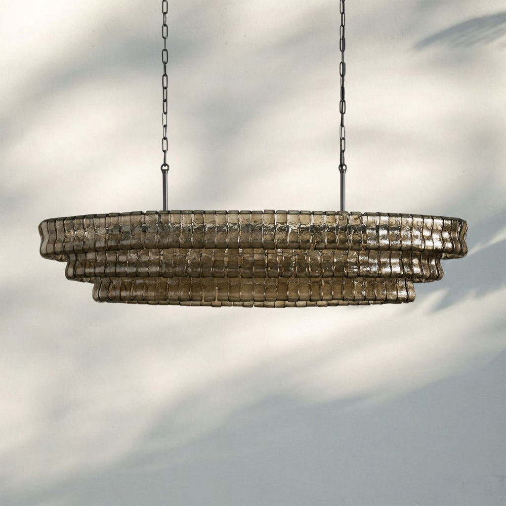 Ghiaccio Glass Oval Chandelier 54''65''-Manorlights