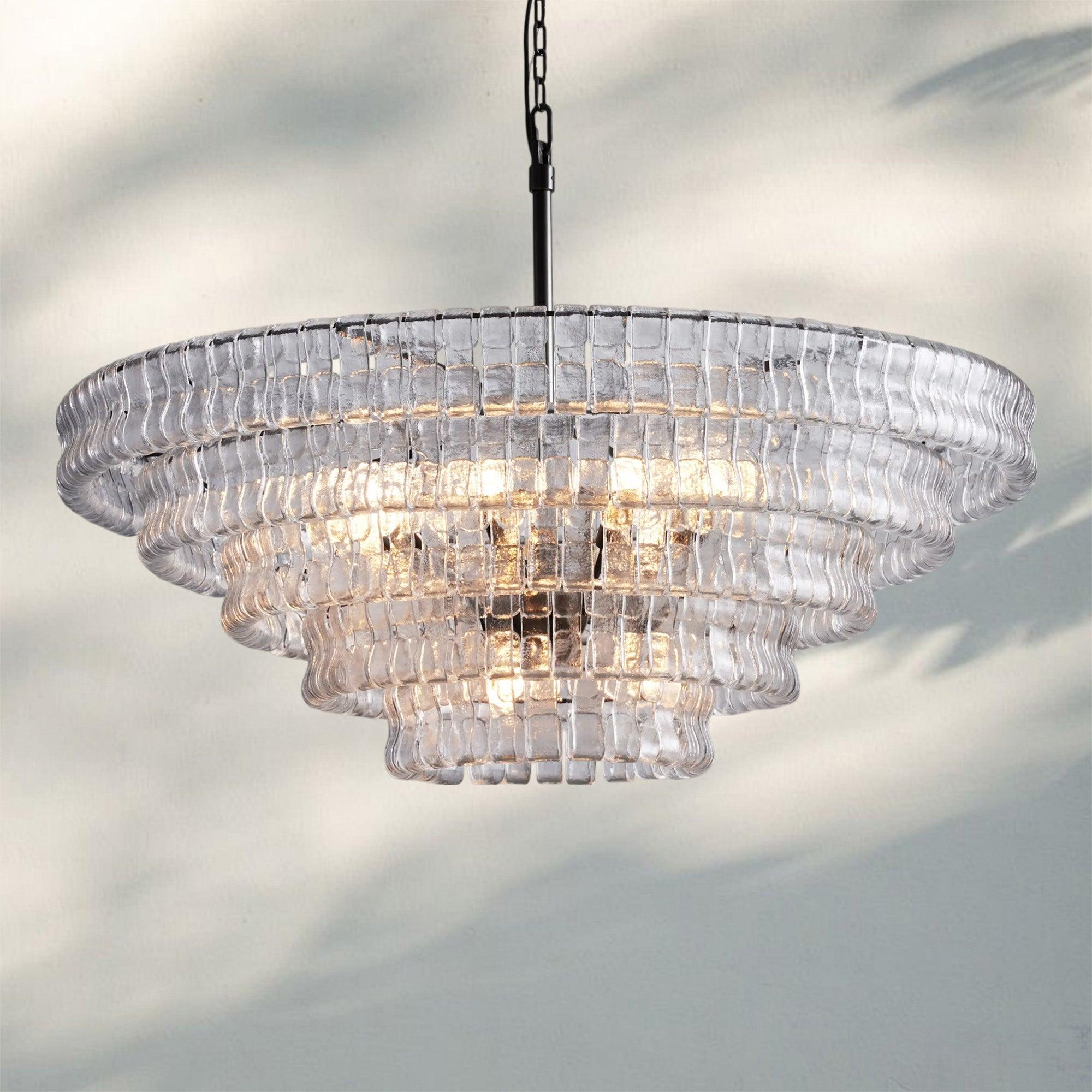 Ghiaccio Glass Round Chandelier 24" 36" 48" 60"-Manorlights