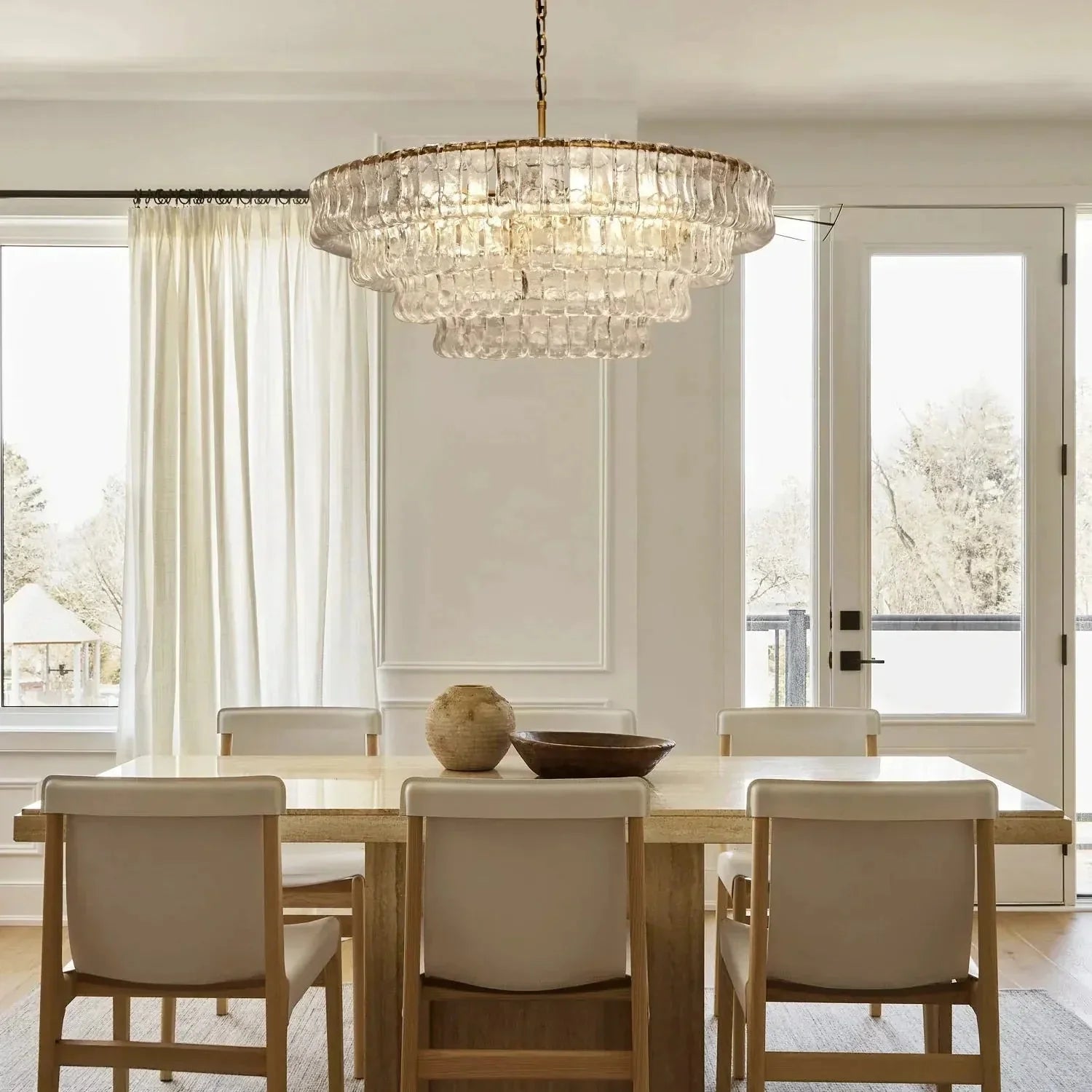 Ghiaccio Glass Round Chandelier 24" 36" 48" 60"-Manorlights