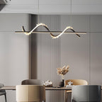 Gina Spiral Rock Crystal Chandelier,Linear Dining Room Chandelier - 39.4" L x 7.9" HManorlights