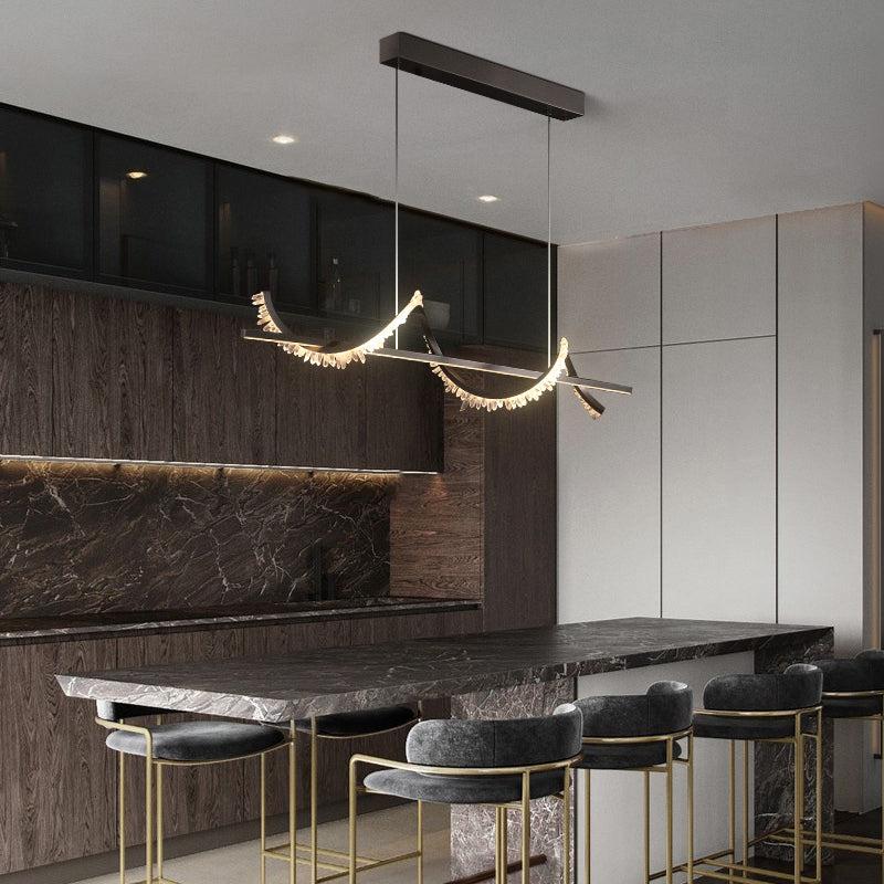 Gina Spiral Rock Crystal Chandelier,Linear Dining Room Chandelier - 47.2" L x 11.8" HManorlights