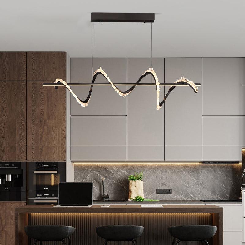 Gina Spiral Rock Crystal Chandelier,Linear Dining Room Chandelier - 47.2" L x 11.8" HManorlights