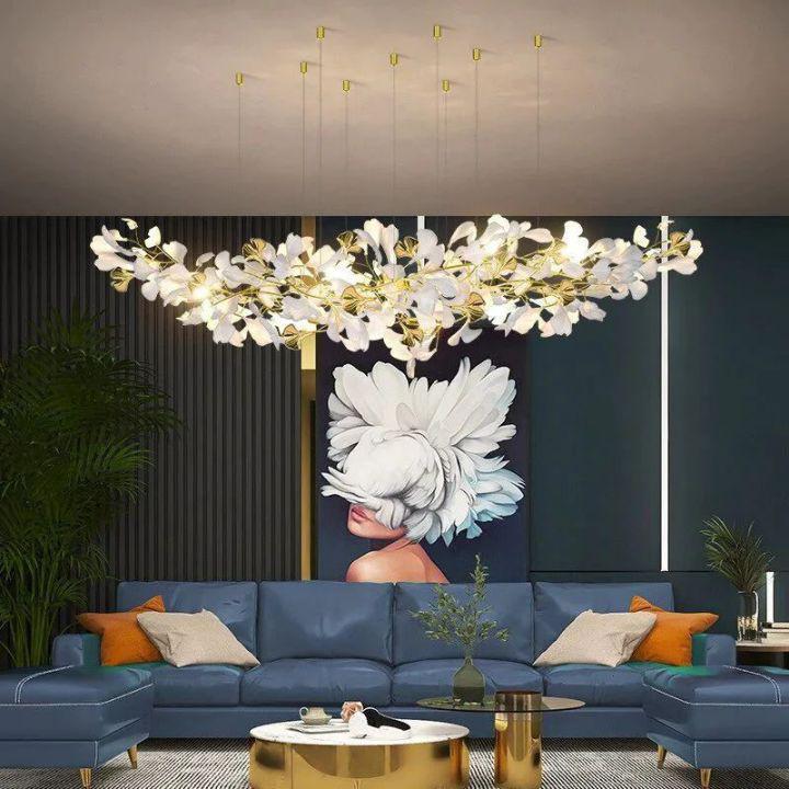 Ginkgo A Branch Chandelier - White + gold accents150CM (L59"）Manorlights