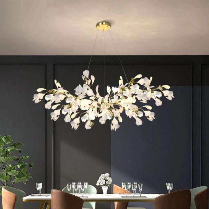 Ginkgo Branch Chandelier - All white leavesL100CM (L39¼")Manorlights