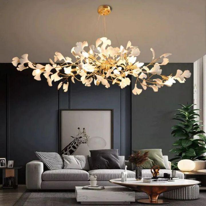 Ginkgo C Branch Chandelier - All white leaves200CM (78¾")Manorlights