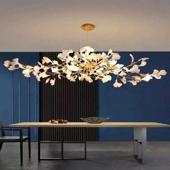 Ginkgo C Branch Chandelier - All white leaves200CM (78¾")Manorlights