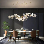 Ginkgo D Branch Chandelier - White + gold accentsL150(L59")Manorlights