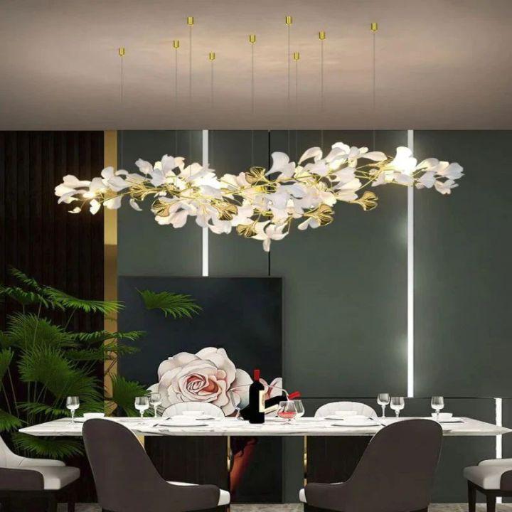 Ginkgo D Branch Chandelier - All white leavesL150(L59")Manorlights