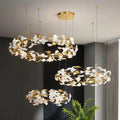 Ginkgo Rings Branch Chandelier - All white leavesD39¼"+ D31½" +D23½"Manorlights