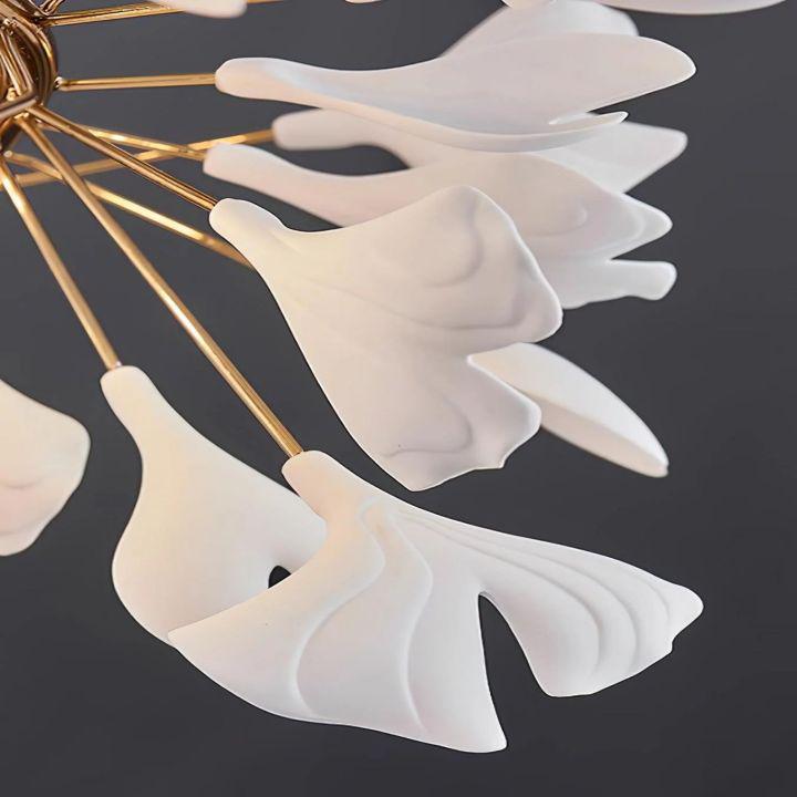 Ginkgo Special Chandelier - All white leavesL 150cm x H 65cm / L 59.1″ x H 25.6″Manorlights