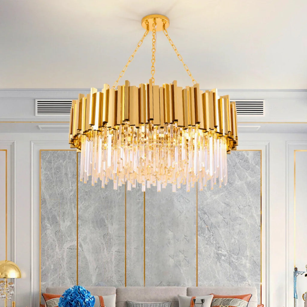 Astra Gold/Chrome Crystal Chandelier for Living Room & Dining Room-Crystal Chandelier-Manorlights