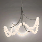 Grid Master Alabaster Chandelier - Antique Nickel - Manorlights