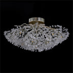 Hanasaku Flower Sixteen-Light Flush Mount in Antique Silver Leaf with Hand-Cut Crystal Accents-Flush Mount-Manorlights