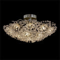 Hanasaku Flower Sixteen-Light Flush Mount in Antique Silver Leaf with Hand-Cut Crystal Accents-Flush Mount-Manorlights