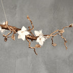 Handcrafted Sculptural Floral Branch Chandelier - ∅ 57.1″ x H 19.7″ x W 17.7″Gold + White + TransparentManorlights