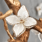 Handcrafted Sculptural Floral Branch Chandelier - ∅ 57.1″ x H 19.7″ x W 17.7″Gold + White + TransparentManorlights