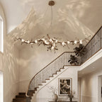 Handcrafted Sculptural Floral Branch Chandelier - ∅ 49.2″ x H 17.7″ x W 15.7″Gold + White + TransparentManorlights