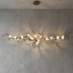 Handcrafted Sculptural Floral Branch Chandelier - ∅ 57.1″ x H 19.7″ x W 17.7″Gold + White + TransparentManorlights