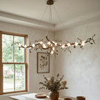 Handcrafted Sculptural Floral Branch Chandelier - ∅ 49.2″ x H 17.7″ x W 15.7″Gold + White + TransparentManorlights