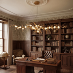 Handcrafted Sculptural Floral Branch Chandelier - ∅ 57.1″ x H 19.7″ x W 17.7″Gold + White + TransparentManorlights