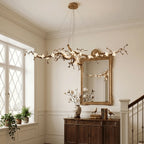 Handcrafted Sculptural Floral Branch Chandelier - ∅ 49.2″ x H 17.7″ x W 15.7″Gold + White + TransparentManorlights