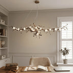 Handcrafted Sculptural Floral Branch Chandelier - ∅ 49.2″ x H 17.7″ x W 15.7″Gold + White + TransparentManorlights